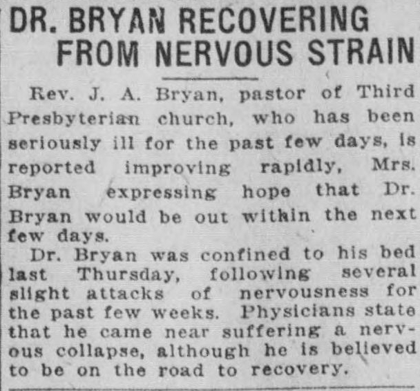 Dr. Bryan Recovering from Nervous Strain